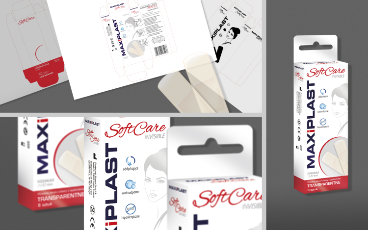 MVIZUAL agencja reklamowa olsztyn projekt opakowania etykiety maxiplast soft care