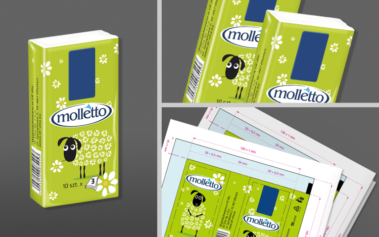 MVIZUAL agencja reklamowa olsztyn projekt opakowania etykiety molletto chusteczki higeniczne
