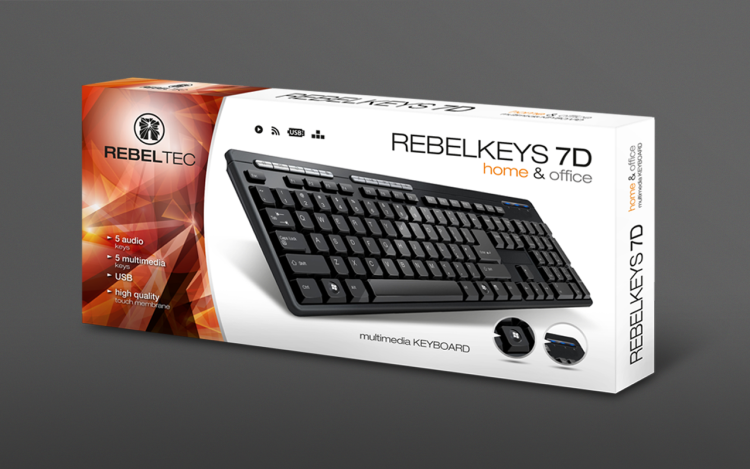 MVIZUAL agencja reklamowa olsztyn projekt opakowania etykiety rebeltec klawiatura