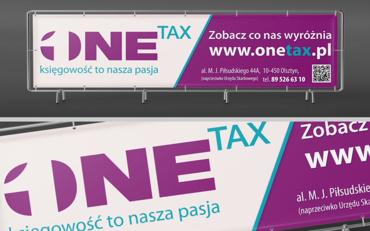agencja reklamowa olsztyn MVIZUAL reklama outdoor projekt baneru onetax 4x1